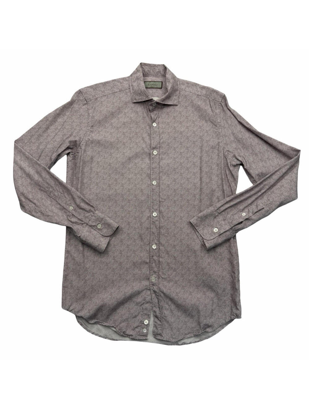 Canali Casual Long Sleeve Button Up Shirt Geometric Speckle Pink Size M
